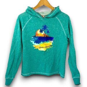 Ventura Surf Shop, Beach Bum, Green Graphic Cut Off Hoodie, Size Small